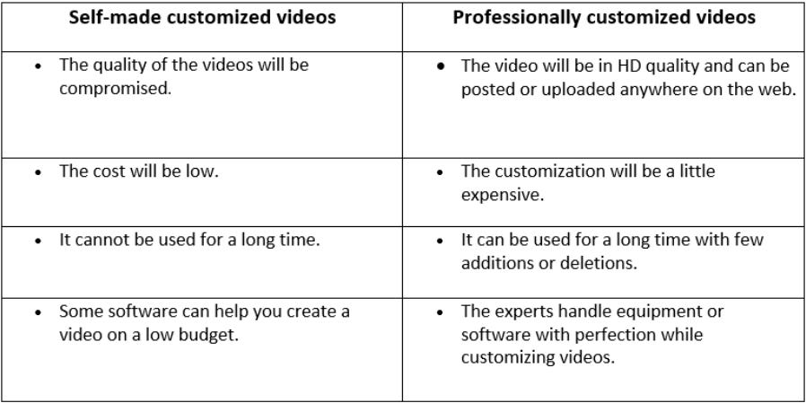 selfmade custom vidoes vs professional custom videos