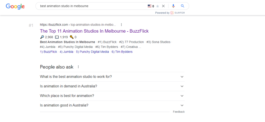 do google search for best animation studio website