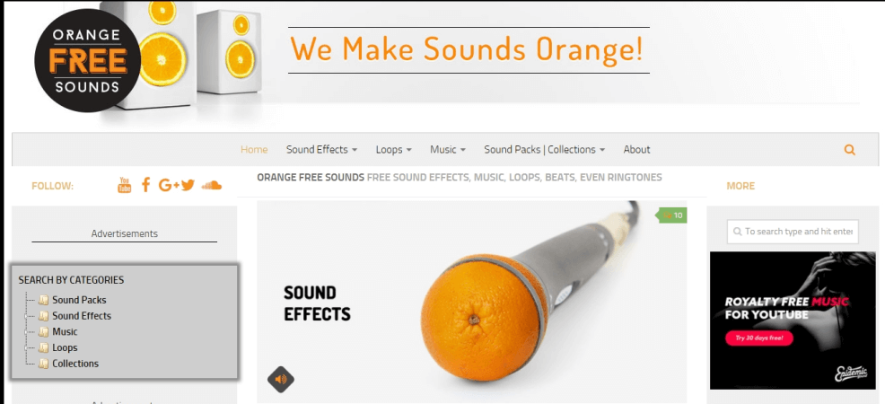 orange free sounds sound effects website