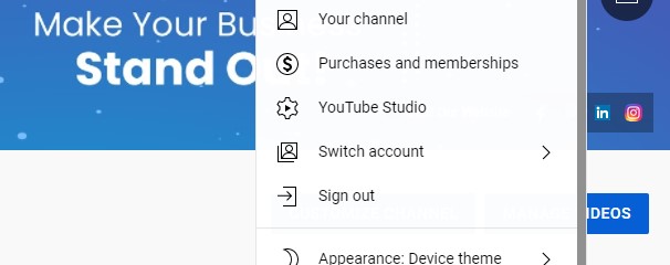 go to your channel drop down menu and select youtube studio (creator studio).