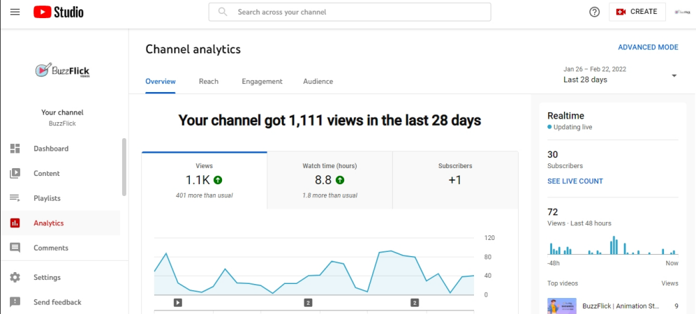 youtube analytics panel example