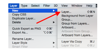 new layer option in photoshop