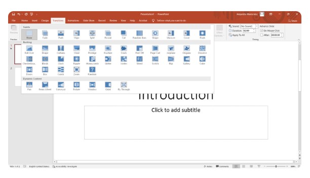 powerpoint's slide transitions