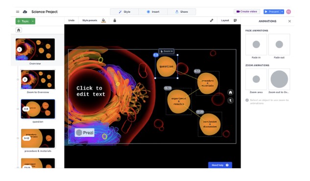 prezi employs animation
