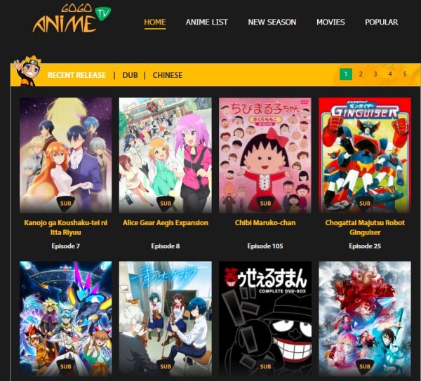 Sitio de transmisión de animación sin anime de Gogo