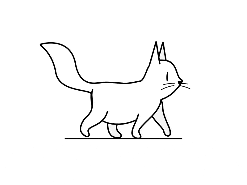 walking cat seconday action animation